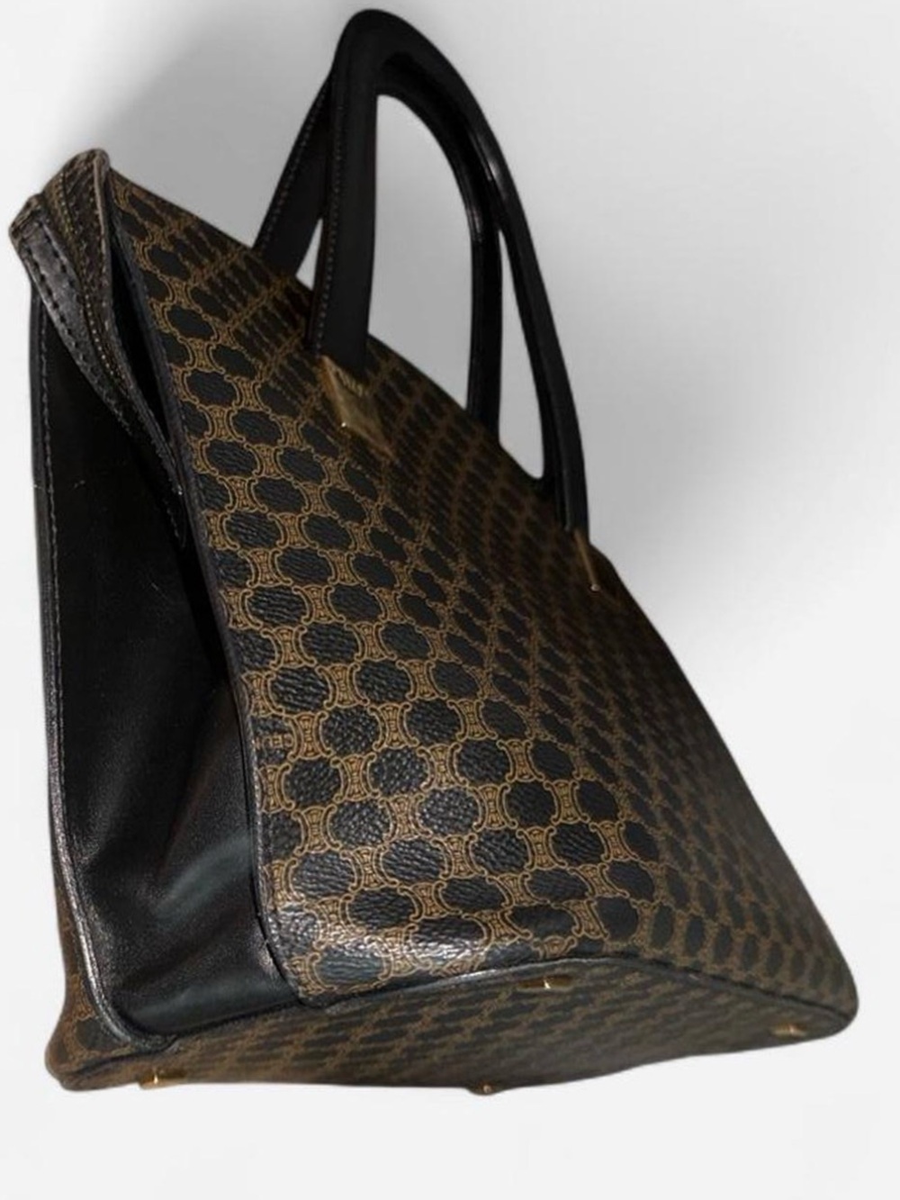 Celine Brown & Black Macadam Pattern Tote with Wallet - Picture 4 of 16